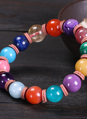 天然发晶紫龙晶蔷薇石组合海蓝宝