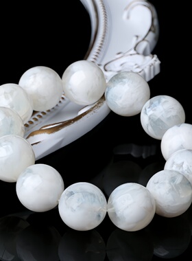 白雪花幽灵水晶手链大颗粒白幽灵