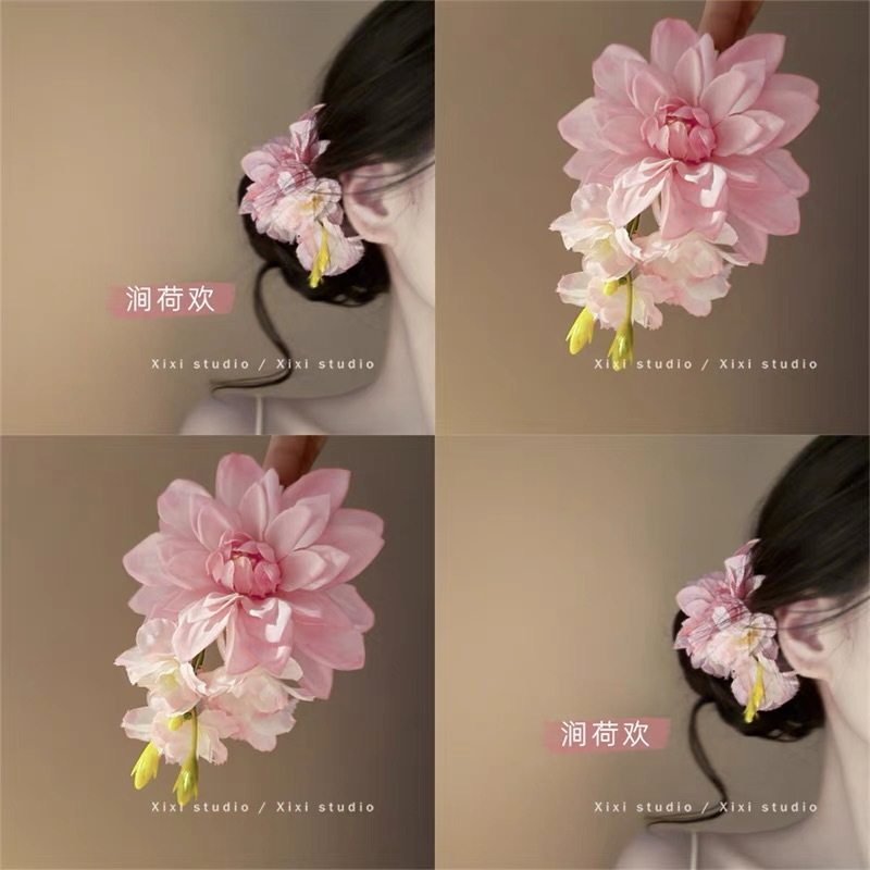 超仙氛围感仿真百合花朵发夹唯美高级感后脑勺盘发鲨鱼夹发抓头饰,淘宝优惠券,粉丝福利购,淘宝优惠卷