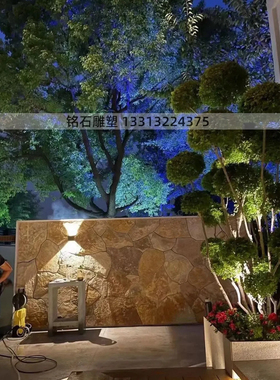 柏坡黄石材雕刻加工成的石墙 庭院门口石景墙雕塑 影壁石墙