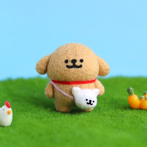 羊毛毡戳戳乐diy材料包新手手工自制线条小狗玩偶摆件挂件送礼物 - 图0