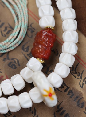 鹿角雕刻百香籽108佛珠文玩手串