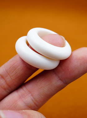 纯白色鹿骨文玩佛珠手串移动戒指