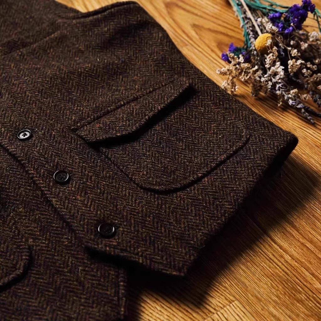 英伦复古阿美咔叽粗花呢人字纹无领修身重磅羊毛工装大码男马甲,淘宝优惠券,粉丝福利购,淘宝优惠卷