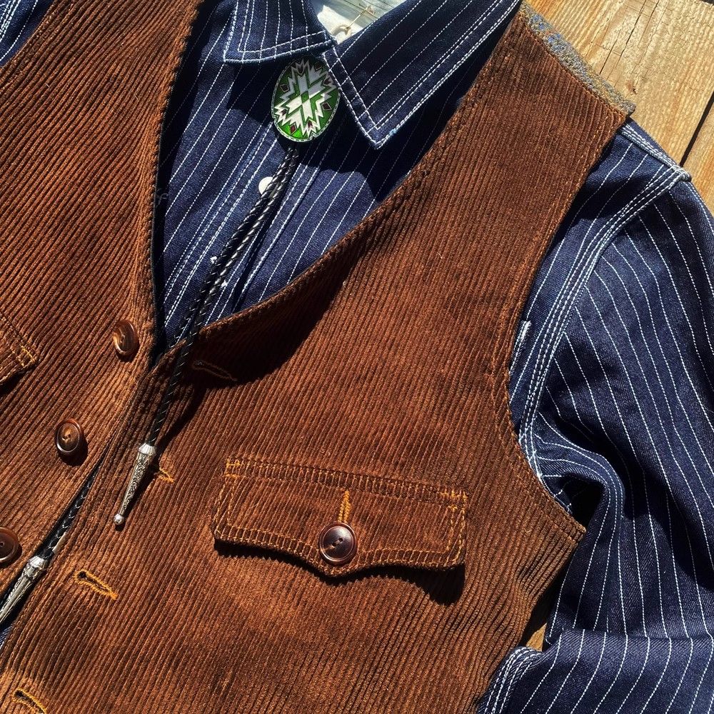 男士秋冬复古美式粗花呢拼接灯芯绒猎装商务马甲绅士装短款背心 - 图0