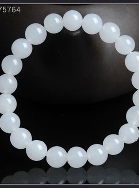 正品天然玉石手串白玉女款金丝玉羊脂白圆珠女士玉珠手链男女情款