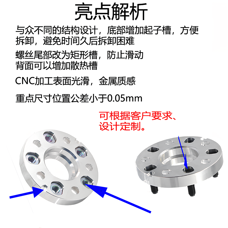 轮毂改装7075锻造法兰盘孔距转换接头变位器变距偏距垫片-图0