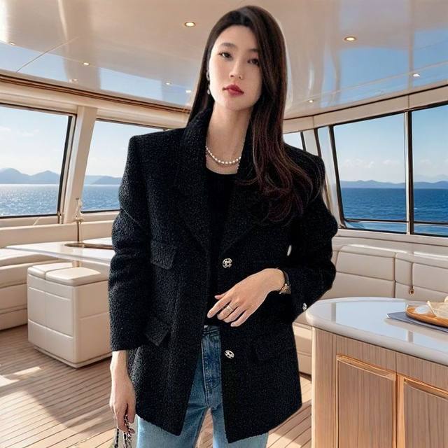 Korean style slim fit jacket, small fragrant style tweed suit