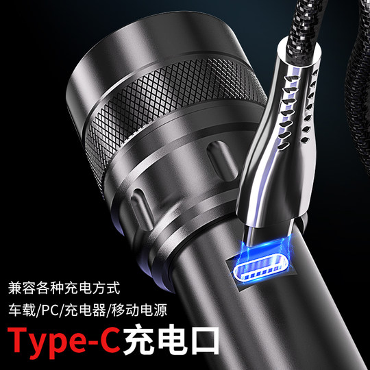 小野人手电筒2025新款强光户外充电超亮远射超长续航小型便携家用