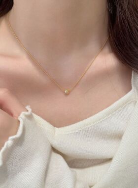 S925纯银镀18K金泡泡吊坠项链女极简风轻奢冷情感气质百搭蛇骨链