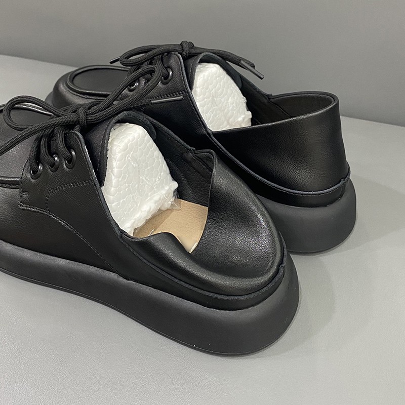 断码清仓捡漏~可踩脚女平底系带小皮鞋英伦风真皮软底大头乐福鞋 - 图3