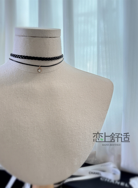 黑色编织双层转珠choker锁骨链
