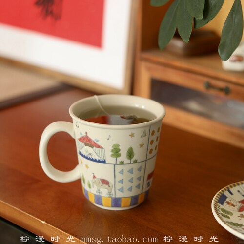 复古感高颜值釉中彩设计师哑光可爱马戏团陶瓷大容量马克杯礼物 - 图3