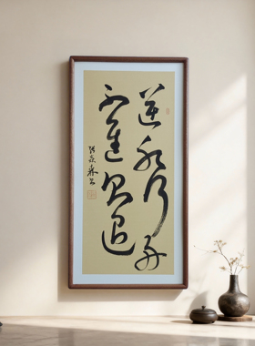 手写书法宠辱不惊侘寂风客厅玄关禅意字画茶室书房办公室中式挂画