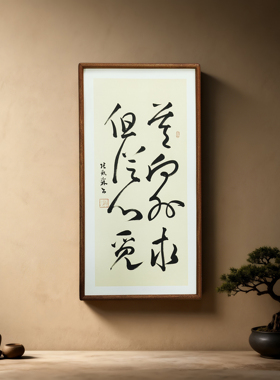手写书法真迹 心宽无处不桃源 侘寂风禅意字画书房客厅中式挂画