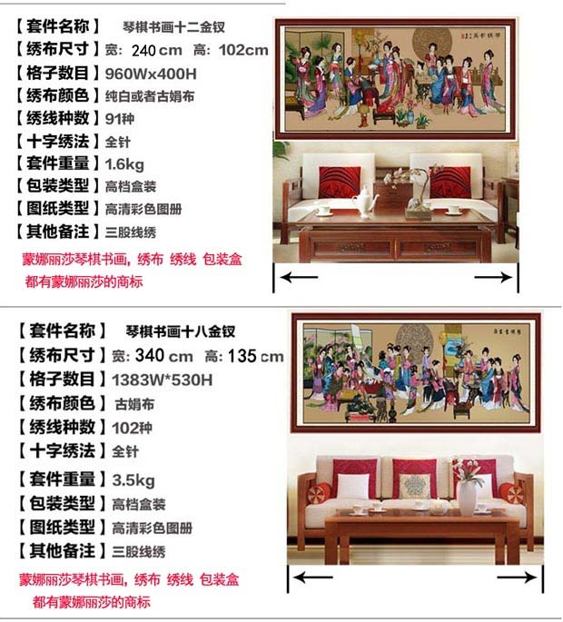 蒙娜丽莎十字绣十二金钗琴棋书画十八美女人物红楼群芳图2026新款