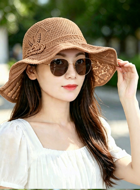 可折叠遮阳帽子女夏季防太阳光渔夫帽草帽2026新款太阳帽防晒帽女