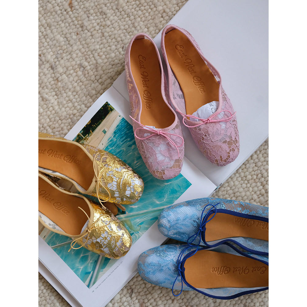 East West Office 蕾丝平底芭蕾鞋 中口小方头法式Balletcore,淘宝优惠券,粉丝福利购,淘宝优惠卷