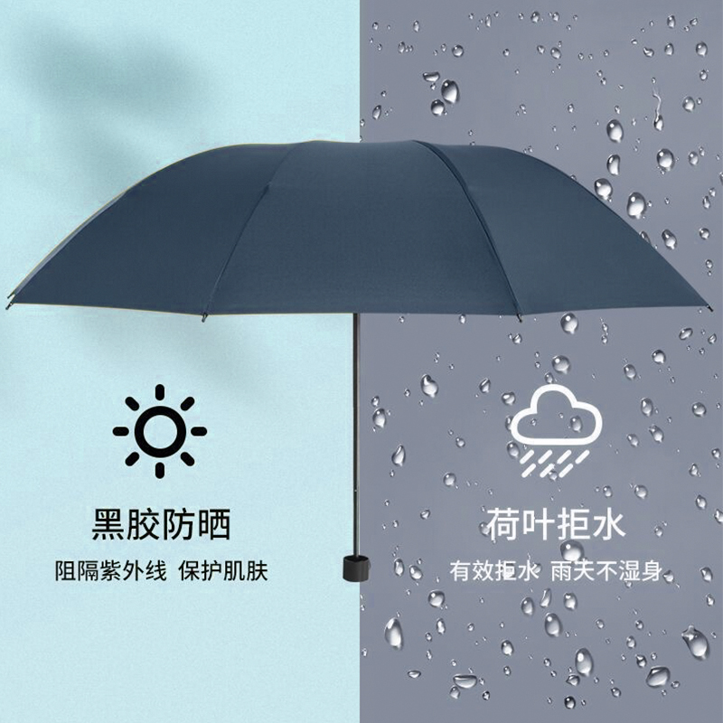 十骨加大雨伞晴雨两用黑胶防晒防紫外线太阳伞简约纯色反向伞遮阳-图1