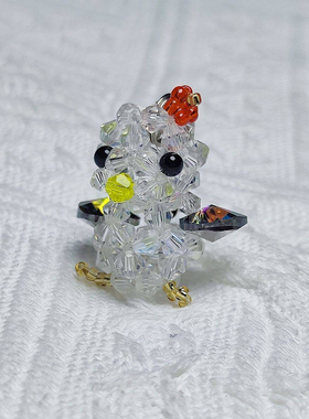 【成品】水晶小鸡仔卡通摆件串珠材料包手工编织diy工艺品饰品