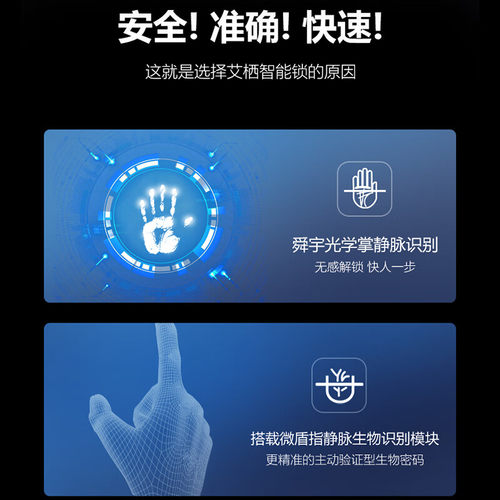 ICCSSI智能锁指纹指静脉艾栖全自动智能人脸密码家用电子门锁WX-P - 图1