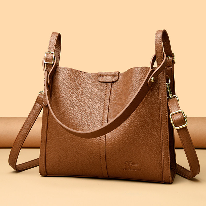 新款真皮大容量女包时尚简约水桶包单肩斜挎包软皮包腋下手提包包,淘宝优惠券,粉丝福利购,淘宝优惠卷