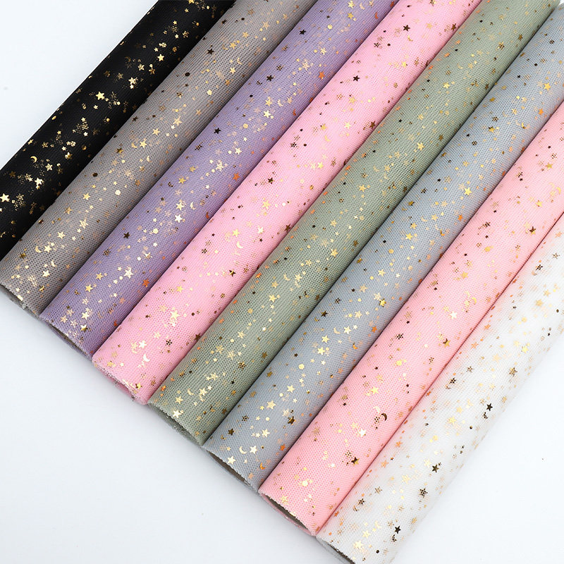 烫金星月纱韩式鲜花花束包装网纱花店花艺玫瑰花黑白包花纱网材料,淘宝优惠券,粉丝福利购,淘宝优惠卷