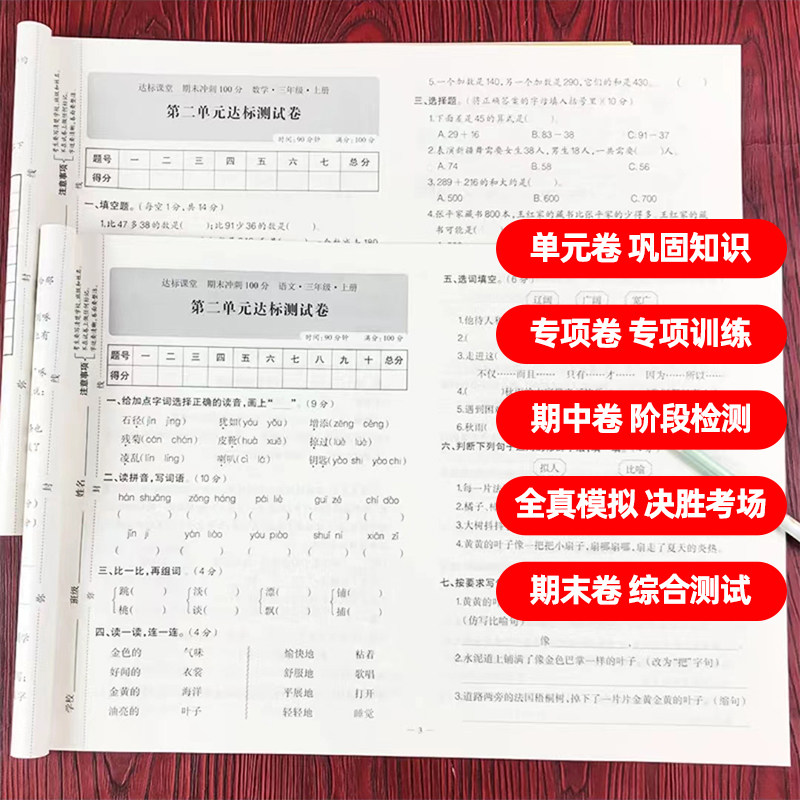 期末冲刺100分一二三四五六年级测试卷测试卷全套语文数学英语试卷人教版同步训练阅读理解专项单元测试卷期中期末模拟考试卷子
