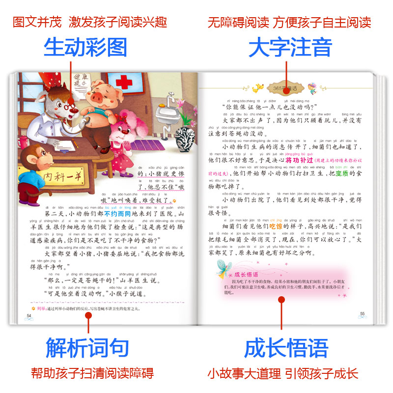 365夜故事 世界儿童共享的经典丛书 6-7-8-9-10-12周岁一二三年级儿童文学课外故事亲子睡前读物书籍 新华正版彩绘注音带拼音 - 图3