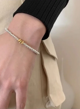 韩版轻奢小众精致金色碎银子手链女冷淡风时尚简约银圈送闺蜜手饰