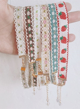 choker多色刺绣花朵脖子饰品颈带