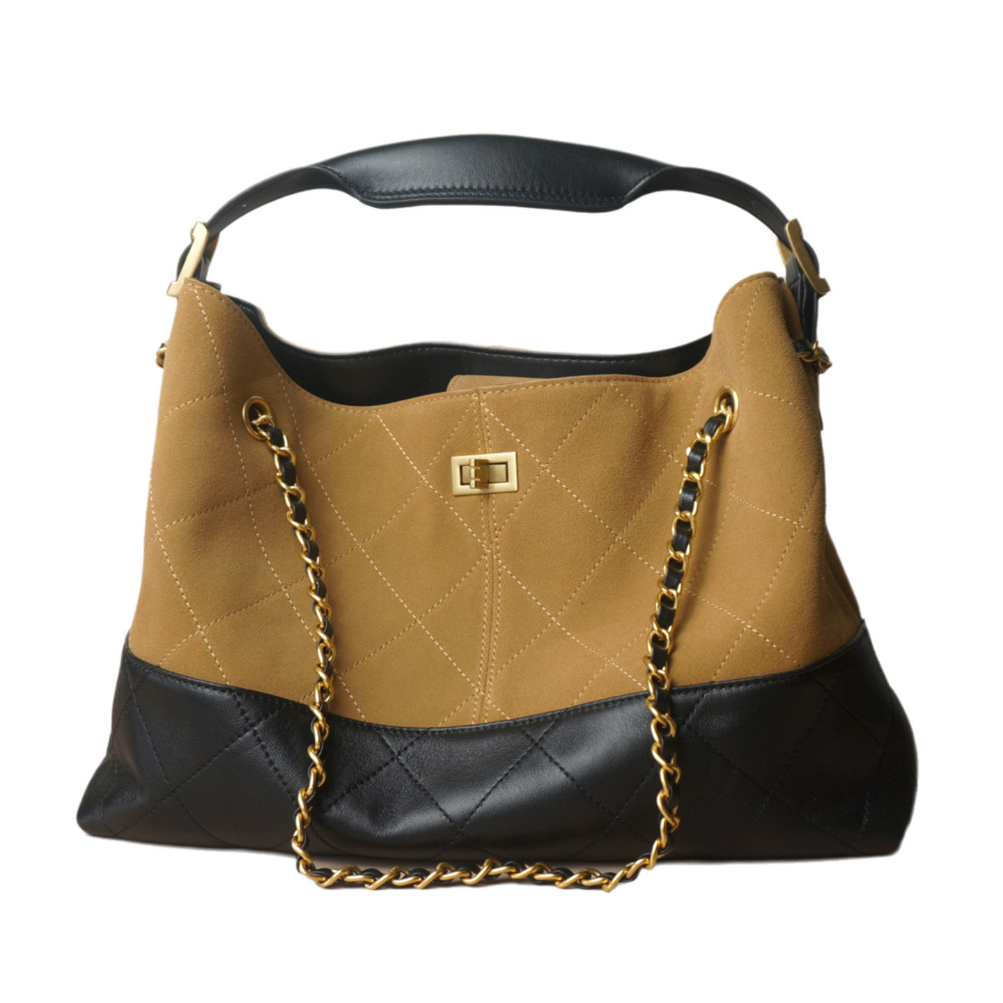 怪兽君包包真皮托特包通勤羊皮腋下包大容量链条菱格单肩包高级感,淘宝优惠券,粉丝福利购,淘宝优惠卷