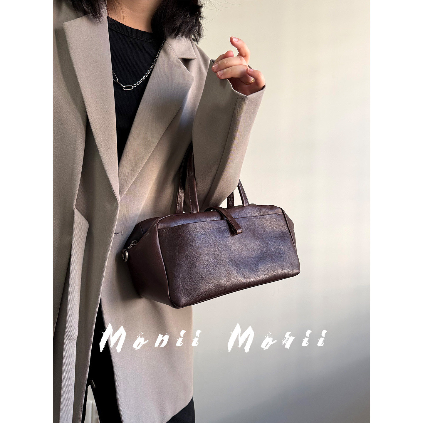 怪兽君小众真皮小方包植鞣皮保龄球包手拎包复古斜挎包高级感包包,淘宝优惠券,粉丝福利购,淘宝优惠卷