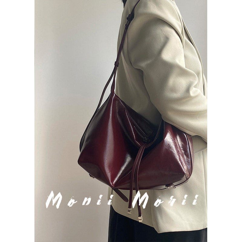 怪兽君包包2025新款复古真皮饺子包单肩托特包可斜挎高级感油蜡皮,淘宝优惠券,粉丝福利购,淘宝优惠卷