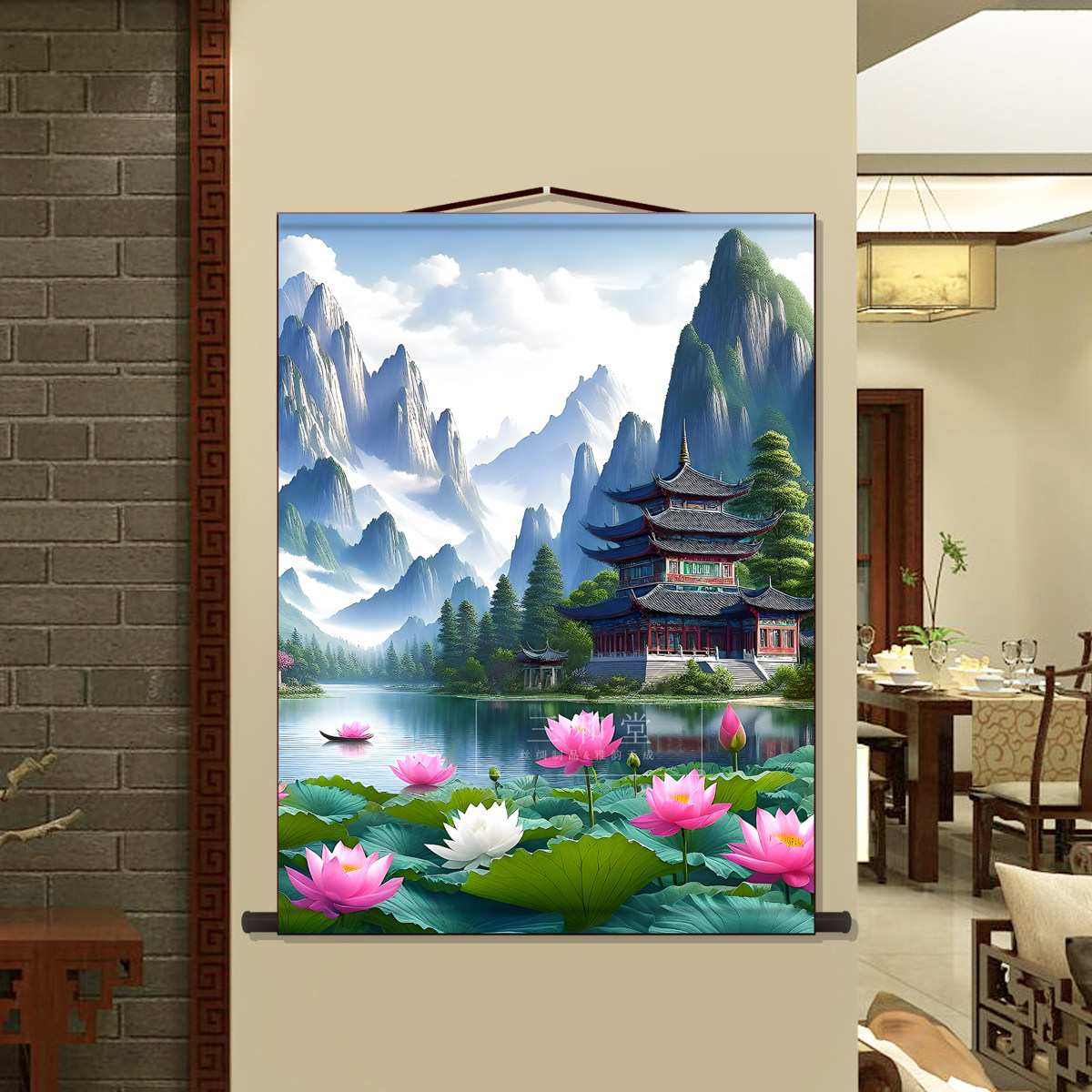 山水画佛道仙暗堂背景挂画仙境山水风景东北仙家招财无活物亭子画,淘宝优惠券,粉丝福利购,淘宝优惠卷