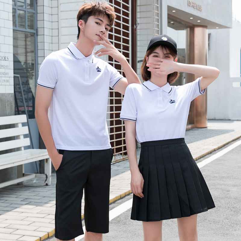 学院风翻领半袖女潮工作服夏polo衫 学院风 原创fashion店T恤