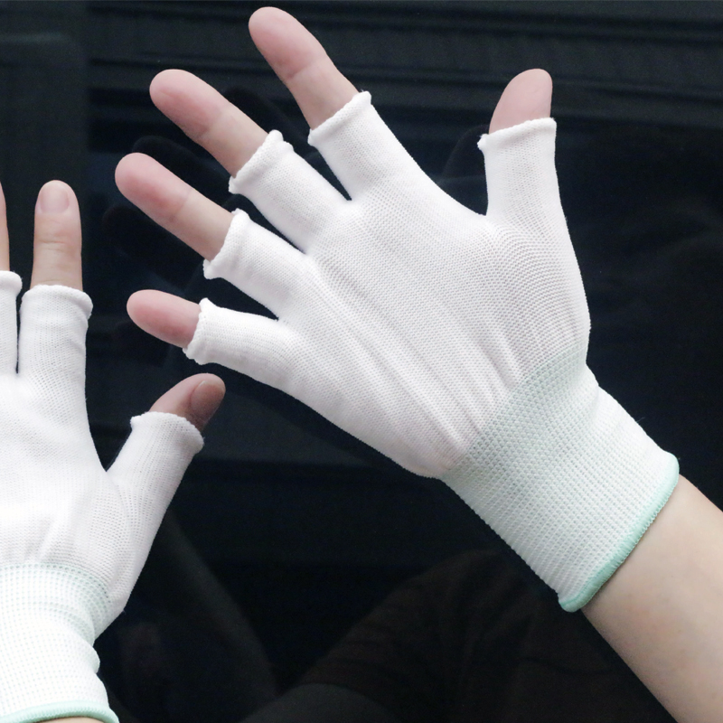 5-10双装劳保半指手套黑耐磨薄防护作业工用干活弹力尼龙防冻紧手,淘宝优惠券,粉丝福利购,淘宝优惠卷