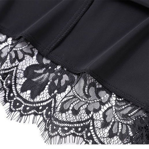 盈可人秋冬新款蕾丝花边松紧腰中长款包臀裙金丝绒侧开叉半身裙 - 图3