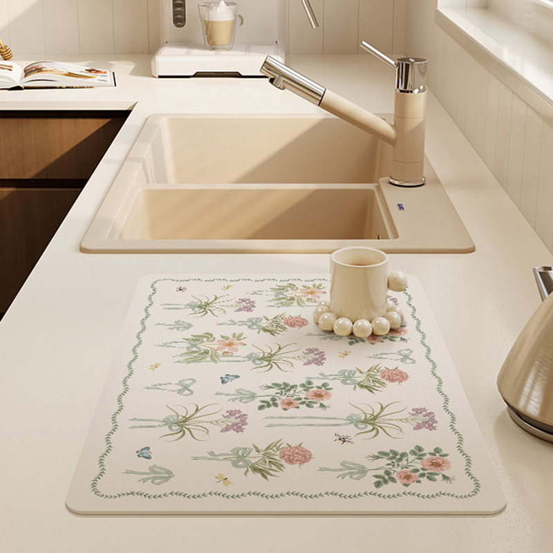 法式优雅蝴蝶结台面皮革吸水垫厨房沥水垫餐盘垫洗手台防滑干燥垫,淘宝优惠券,粉丝福利购,淘宝优惠卷