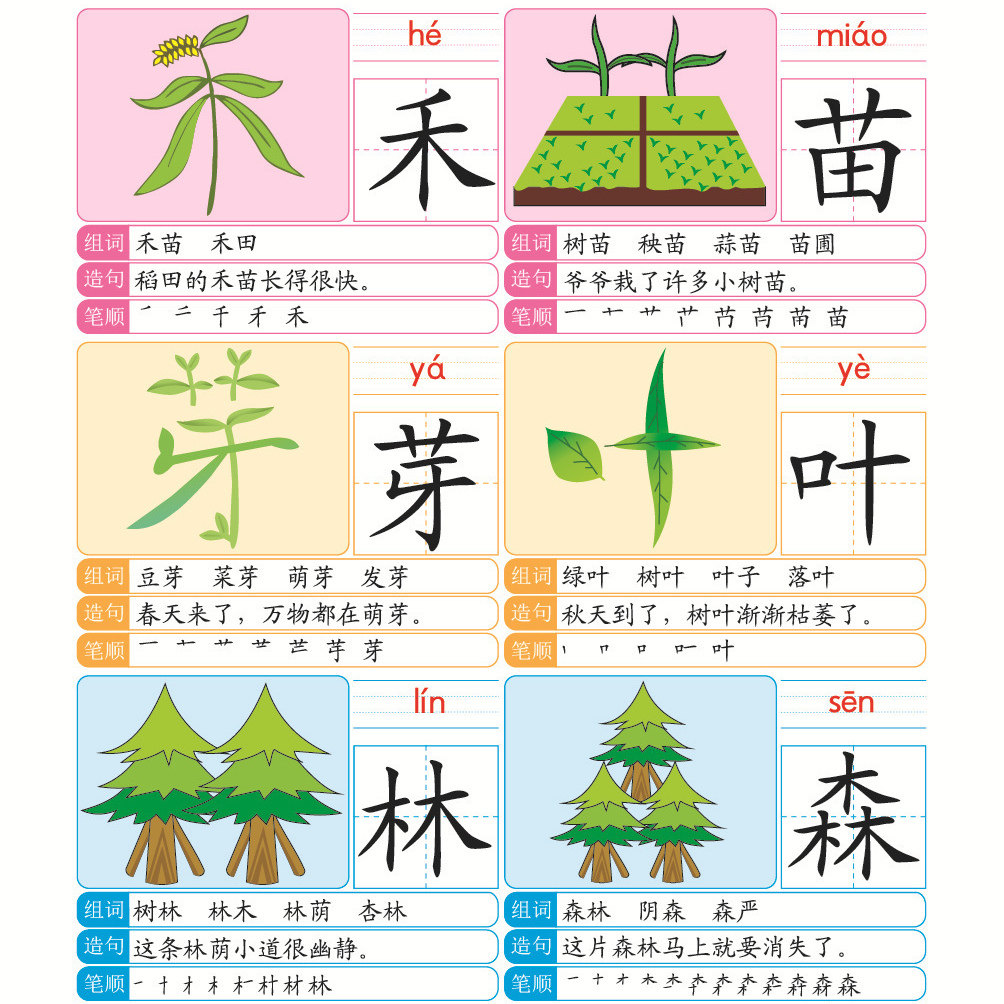 (幼儿园大小班童书看图识字2500例象形认字一年级早教认字2500个学前儿童识字大王彩色田字格拼音组词造句笔画_虎窝淘