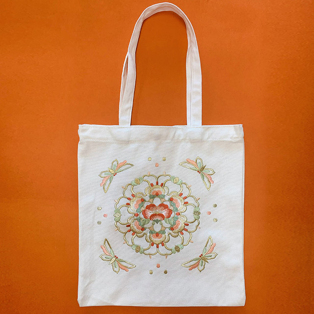 Embroidered canvas bag new Chinese style book carrying ancient style women's new style