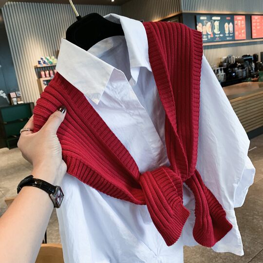 Spring and Autumn Cashmere Knitted Shawl Women's Knotted Korean Style