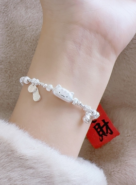 足银999法棍猫葫芦盘缠手链女
