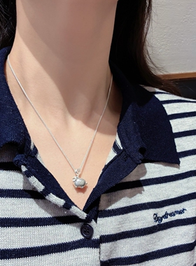 足银999纯银古法小羊项链女