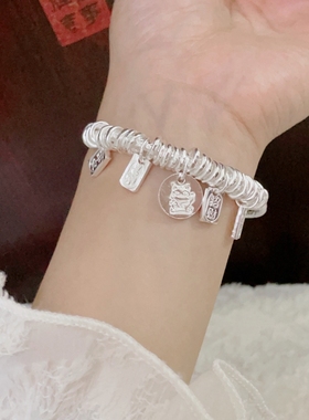 足银9999盘缠吉言银手镯女