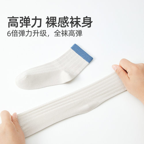 六指鼠纯棉无骨儿童袜子男童宝宝春夏季薄纯色小孩中筒棉袜 - 图3