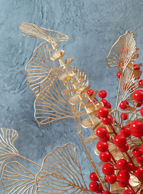 高端仿真发财红果新年节庆福桶家居装饰道具摆件花套装年宵花