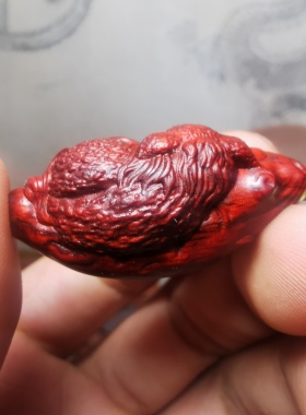 紫檀红木头精雕刻复古九尾狐狸车钥匙扣小吊坠手把文盘玩挂件饰品