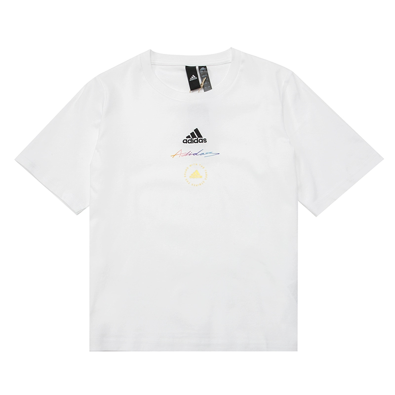 正品Adidas/阿迪达斯夏季女子印花休闲运动宽松透气短袖T恤HE9983 - 图3