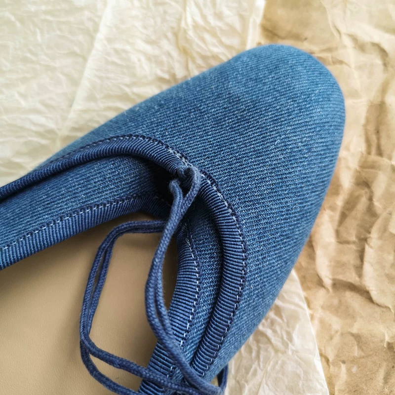 [Lames] Романтичные ~ ретро handmade балетные туфли французский деним цвет ballet одинарные туфли